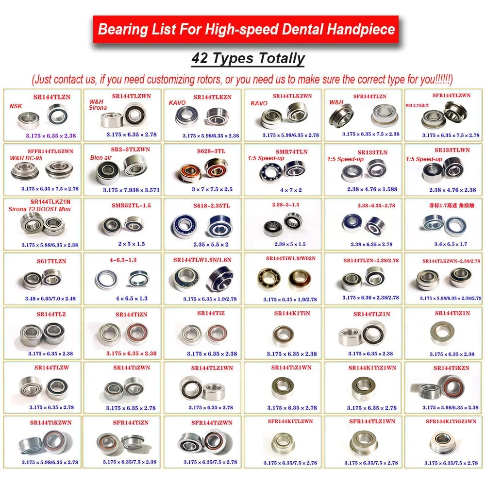 Top Grade 5Pcs NSK KAVO Low Speed Dental Handpiece Bearings Straight Contra Angle Bending Implant Machine Air Motor Ball Bearing