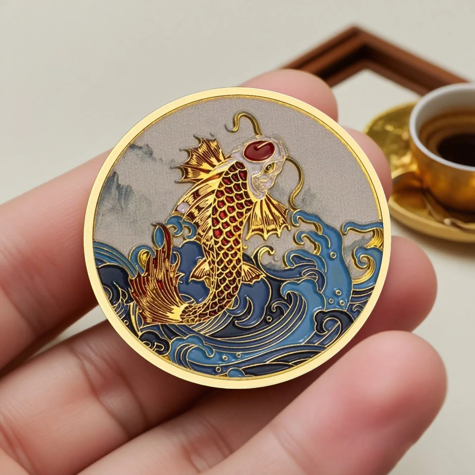 Chinese Fancy Carp Decorations Koi Golden Plated Lucky Gift Commemorative Coins view 5
