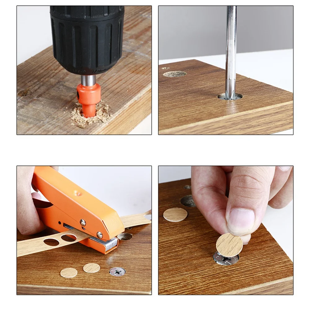 AA81-Edge Banding Punching Pliers Punching Tool Countersink Drill Bit Screw Hole Hat Woodworking Tool Masking Pliers 3.2X8mm