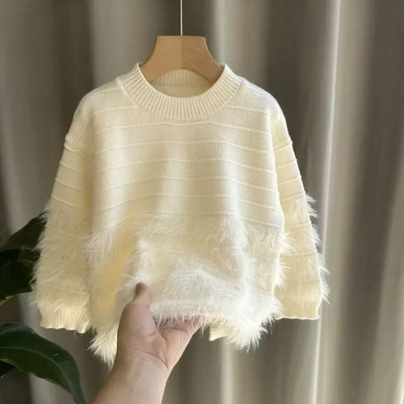 

3-9 Year Girls Pullover Sweater Autumn/Winter Collection Children's Knitted Sweater Thickened Woolen Sweater 100-150CM