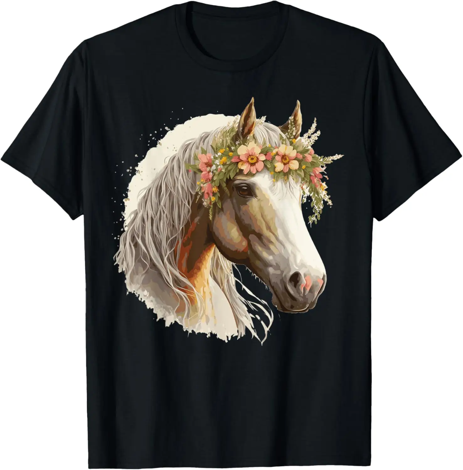 

Horse Flower Crown Floral Farm Animal Pet Horse Riding T-Shirt