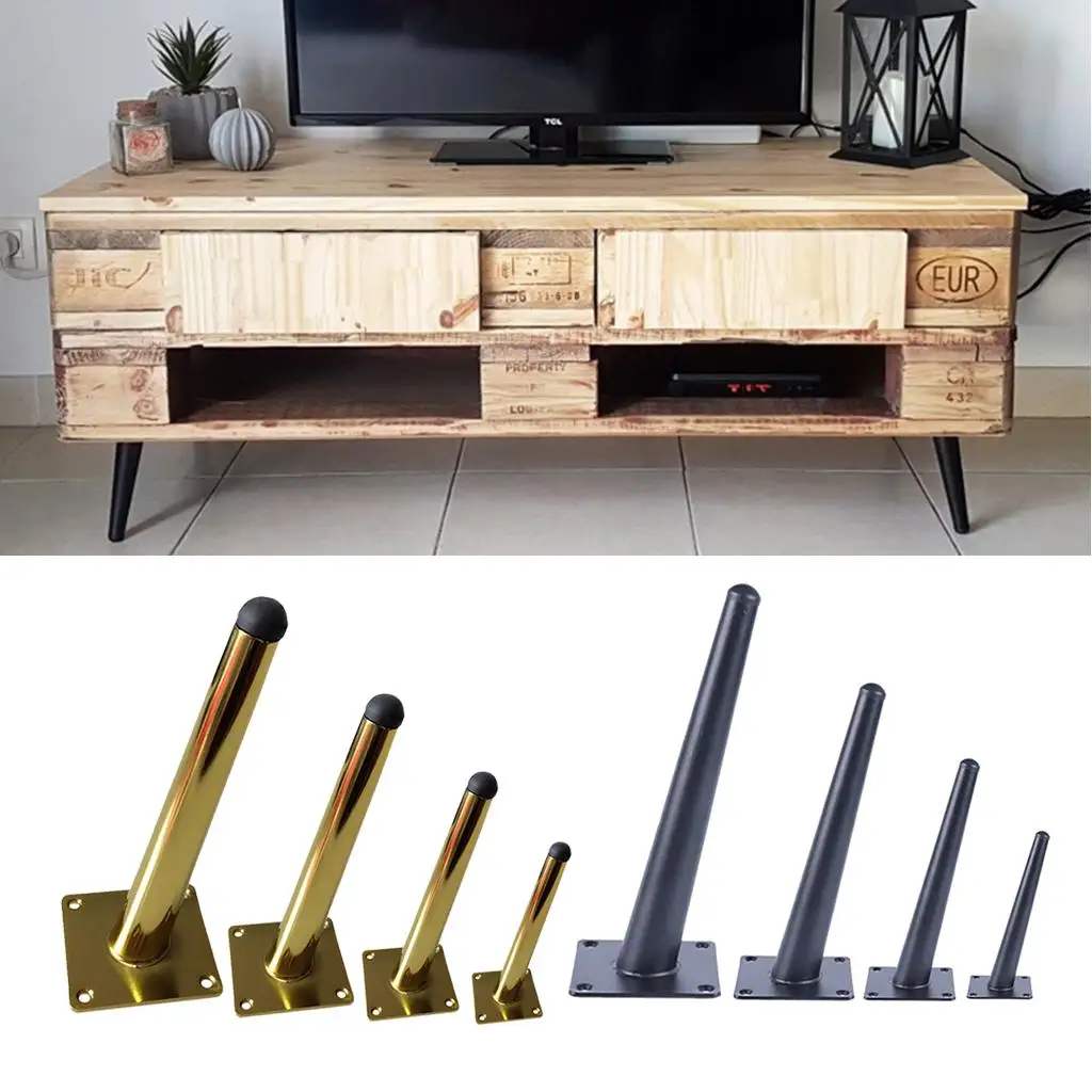 Polished Sofa Legs Feet Slanting Coffee Table Furniture Level Feets with Metal Plates Cabinet Legs