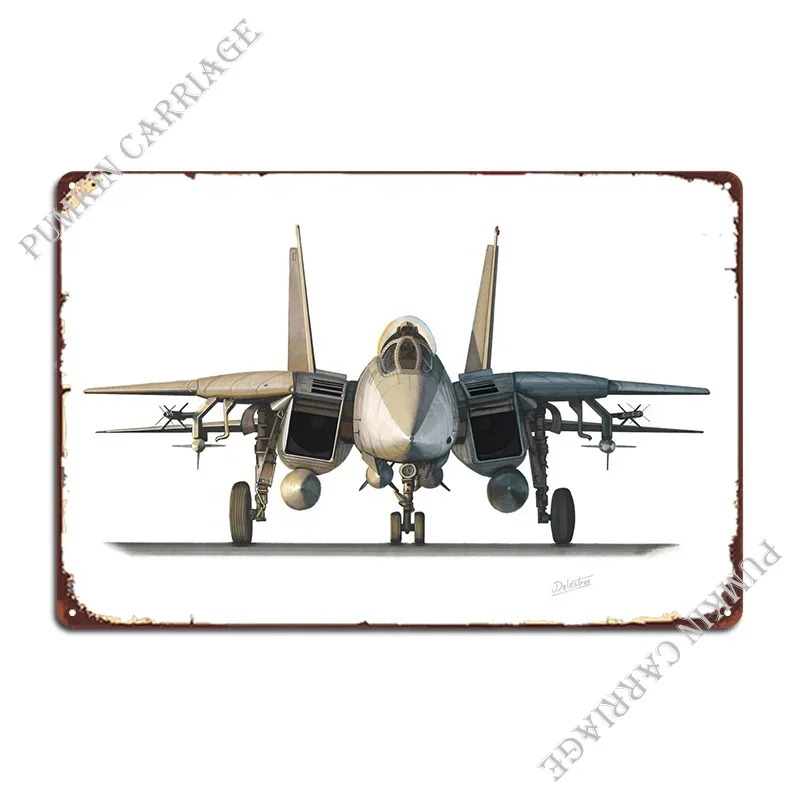 F14 Tomcat Illustration Metal Sign Club Customize Printing Pub Cinema Tin Sign Poster
