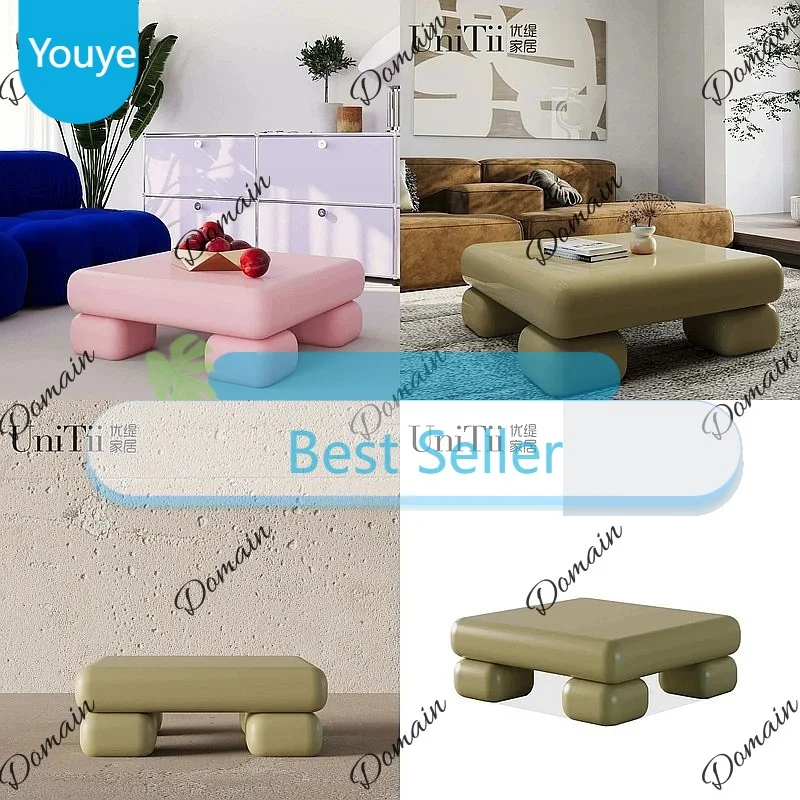 Y French Minimalist Round Pink Milk Candy Coffee Table For Small Living Room Cream Style
