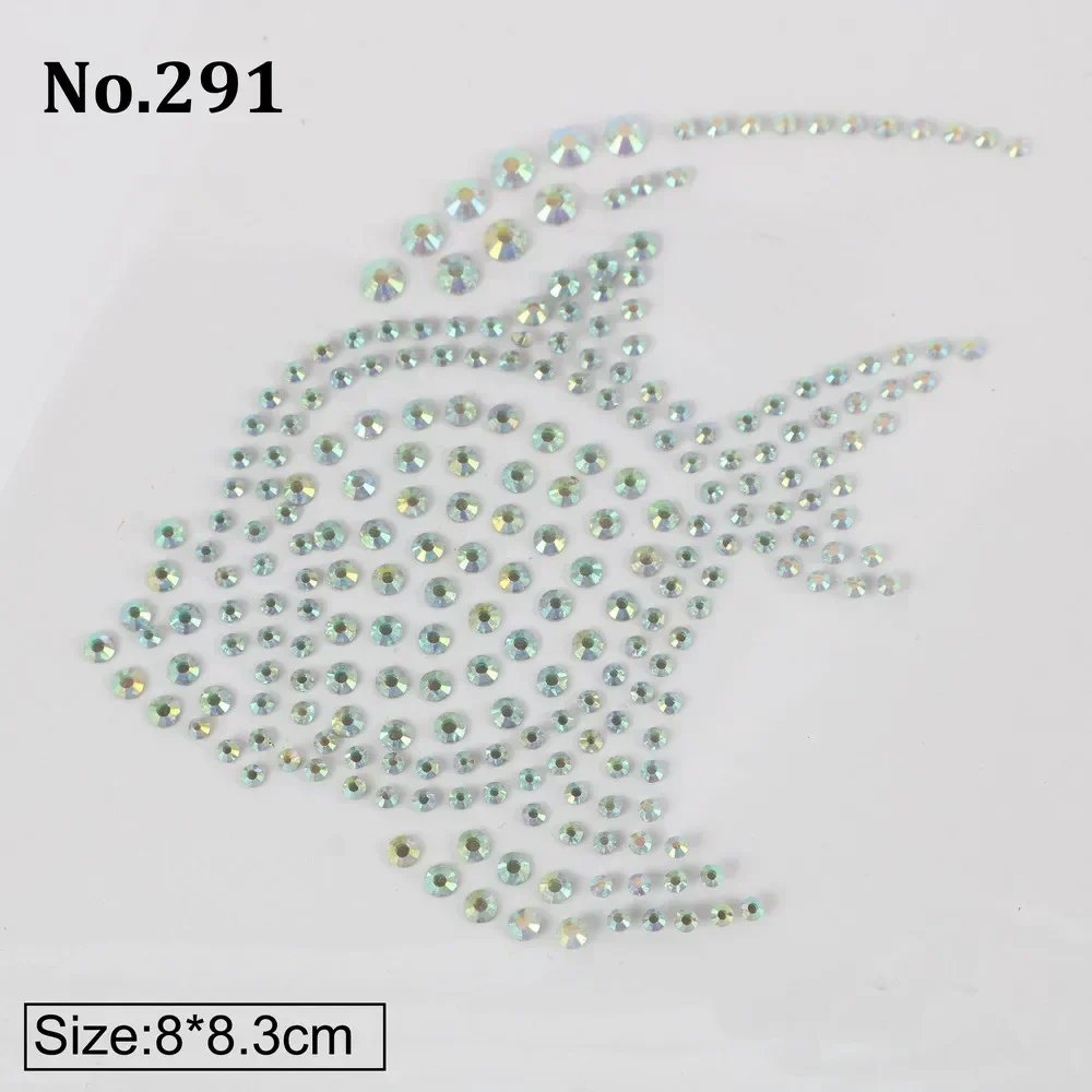 1Pcs Butterfly Swan Heart Fish Pattern Hotfix Rhinestones Crystals Heat Transfer Motif Sticker Clothing Bags Accessories Women\'S