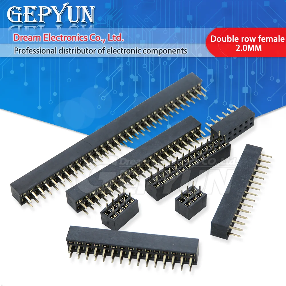 10pcs 2.0mm Double Row Straight Female 2-40P Pin Header Socket Connector 2x2/3/4/5/6/7/8/9/10/12/14/16/18/20/25/30/40Pin NEW