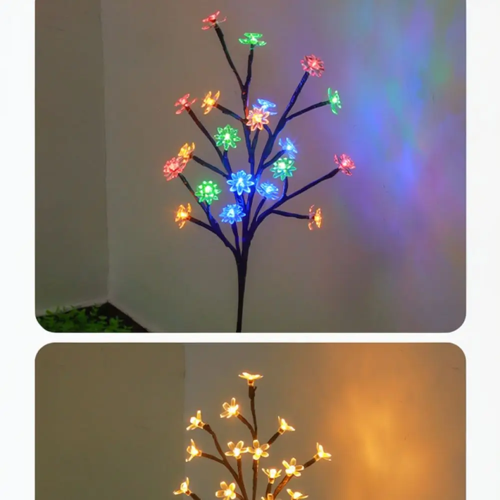 Solar Powered Cherry Blossom Flower Lamp Waterproof Outdoor Garden Stake Light For Wedding Christmas Pathway Yard Ornament
