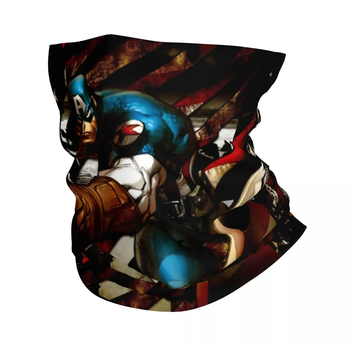 

Custom Captain America Neck Gaiter Women Men Windproof Winter Anime Superhero Film Bandana Scarf for Ski
