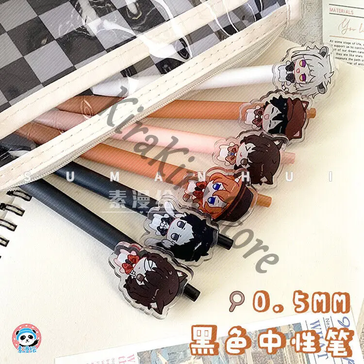 Bungo Stray Dogs Cosplay Gel Pen Dazai Osamu Black Neutral Roller Ball Pens Stationery Nakahara Chuya Cartoon School Supplies