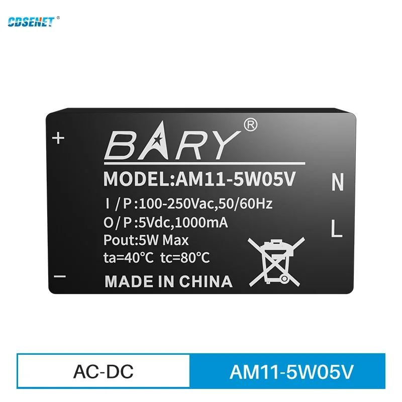 

2pcs AC-DC Power Supply Module Dual Channel CDSENET AM11-5W05V 5W AC100~250V 5V Small Size Low Power Industrial Grade