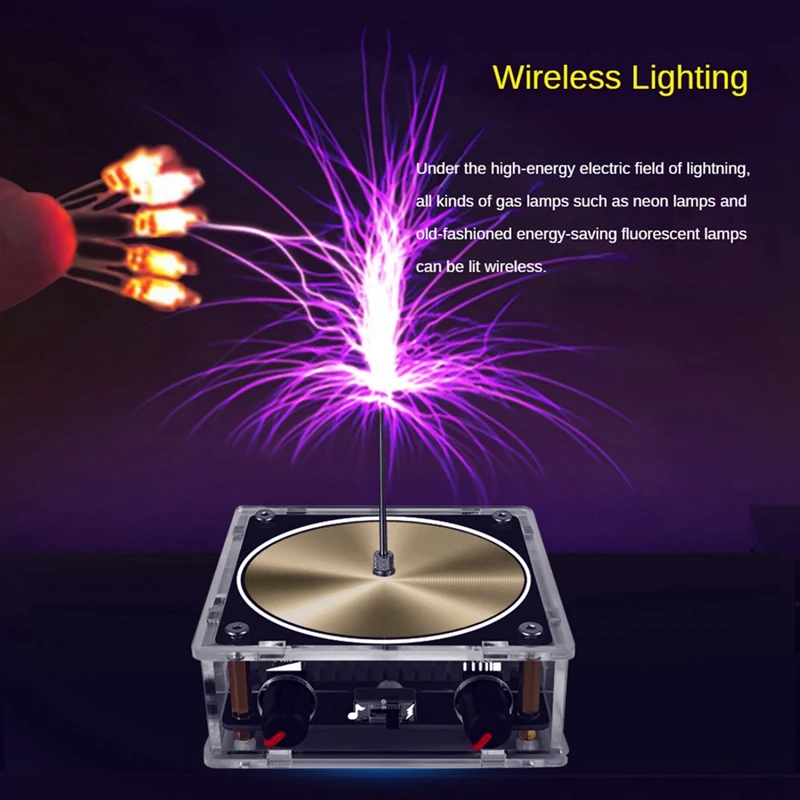 TS10-001 Music For Tesla Coil Wireless Transmission Experiment Arc Plasma Coil Desktop Toy Science Education Kit Durable US Plug