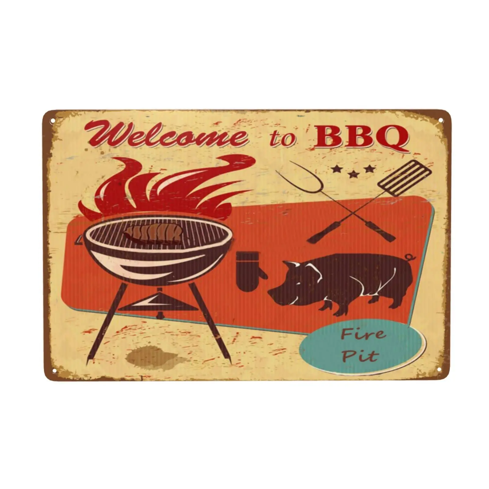 

Welcome To Bbq Retro Metal Tin Sign Vintage Signs For Home Wall Decor 8x12 Inch