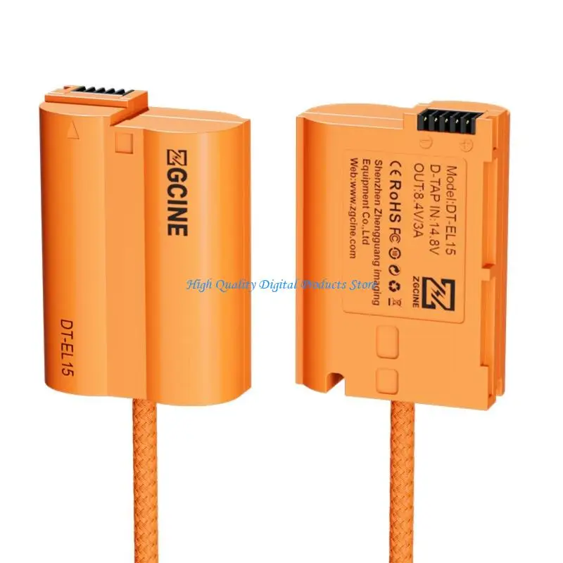 

U2JE Long D Tap to EN EL15 Virtual Battery Power Cable For D7100 D810 D7500 V1