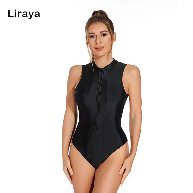 Sexy One Piece Swimsuit Women zip fastenerBackless Swimwear Female Push Up Monokini Bathers Bathing Suits Beachwear Swim