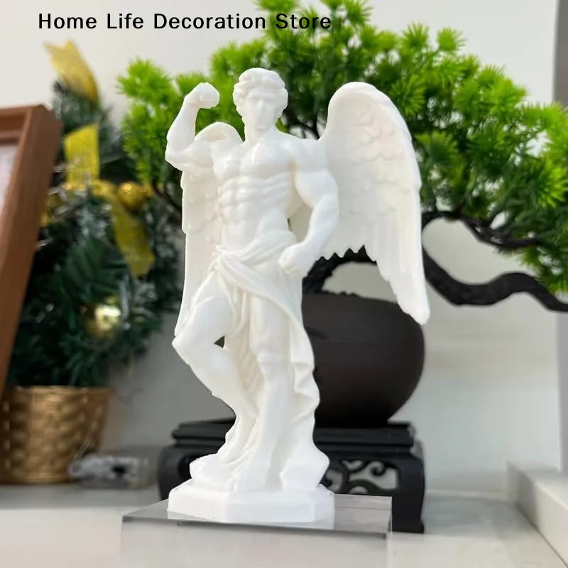 1Pcs 3D Printed White Male Angel Sculpture Figures Home Desktop Decorations Office Desk Display Sculptures Very Thoughtful Gift