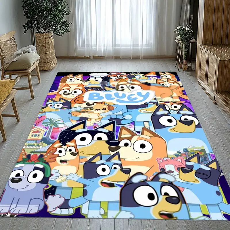 Cartoon Blue Dog Puppy Bingo Soft Non-Slip Large Area Rug for Living Room,Bedroom Playroom Carpet Mat for Sofa,Home Decor Gift