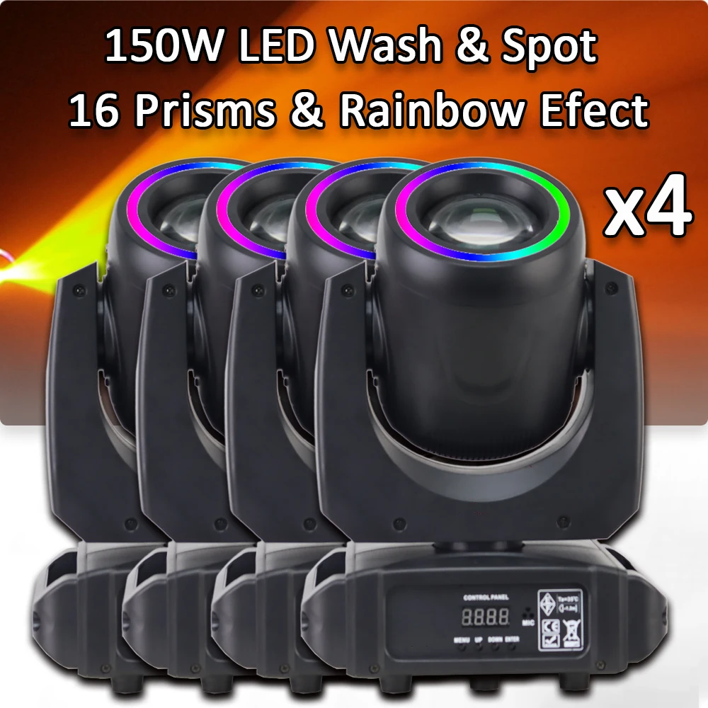 

4Pcs/Lot 150W LED Moving Head Light Gobo Beam Stage Effect Light Projector DMX512 For DJ Disco Bar Nightclub Wedding Party