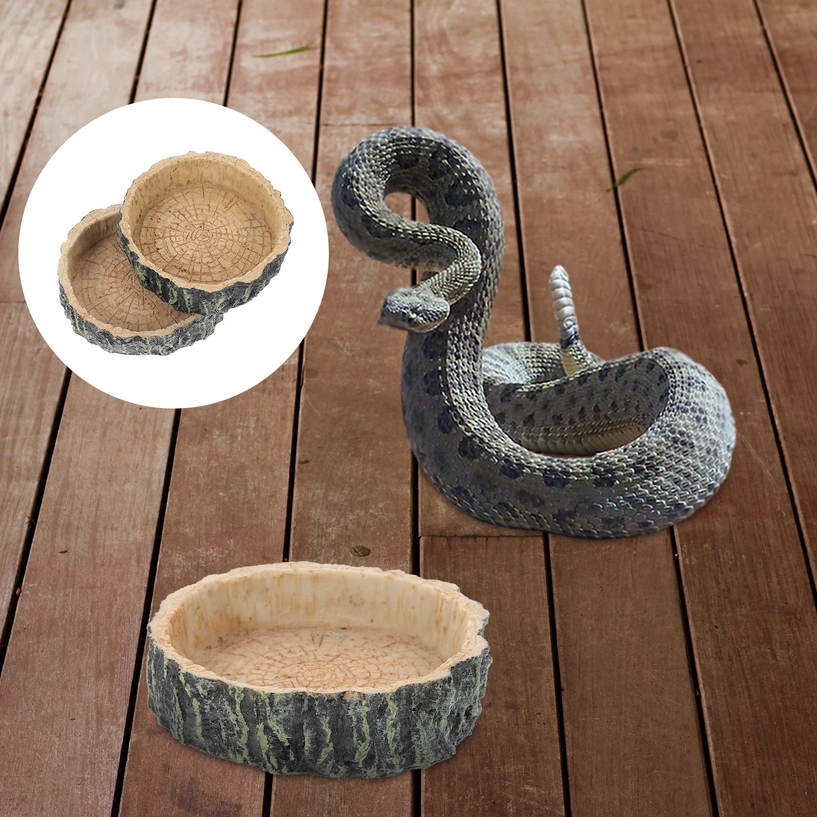 

2Pcs Reptile Water Dish Practical Food Feeder High Temp Resistant Easy Clean for Snake Lizard Turtle Reptile Water Dish