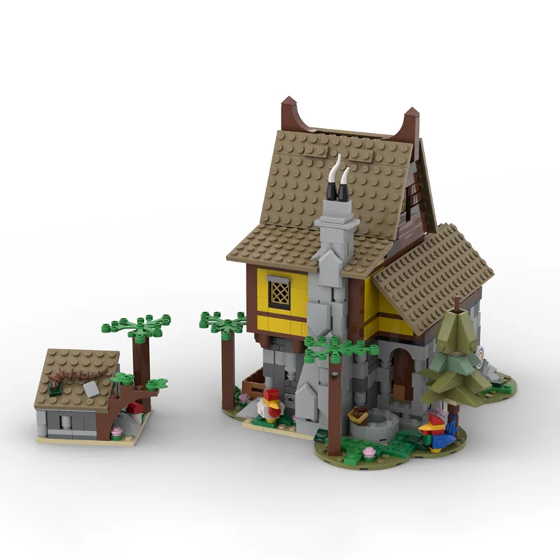 

977PCS MOC medieval castle building tavern and inn model assembly building block toys children's birthday gift