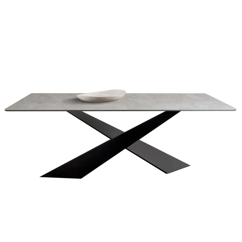 ！@Northern Europe Style Modern Simple Mild Luxury Home Rock Plate Dining Room Marble Dining Table