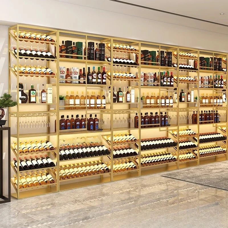 Baijiu cabinet display frame Forged iron floor display wine frame