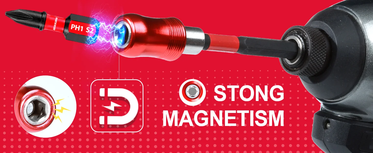 Geinxurn 3-teiliges magnetisches Schlagschraubendreher-Bit-Set (2,4"/4"/6"), 1/4-Sechskantschaft, CR-V-Stahl für Elektrobohrmaschine – Detail 6