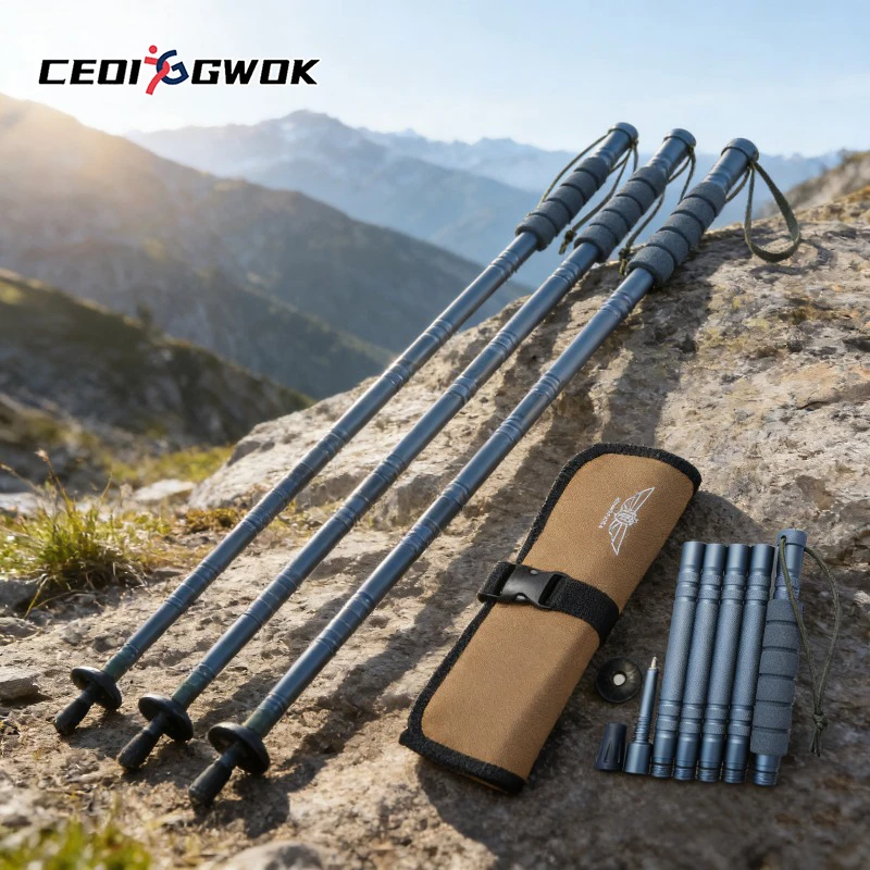 

CEOI GWOK Новые легкие регулируемые треккинговые палки для пеших прогулок, кемпинга, прогулок на открытом воздухе, прочный складной алюминий