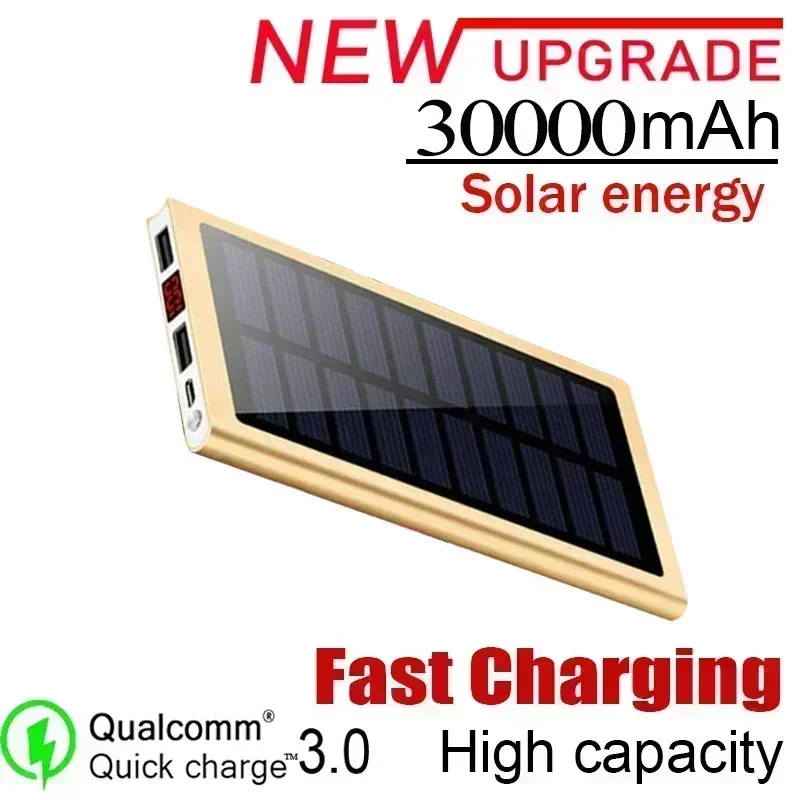 30000 mAh 2USB Slim Solar Wireless Charging Banco de potência portátil para iPhone LaptopSolar banco de potência sem fio 30000 mAh