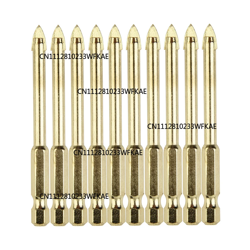 10Pcs 6mm Slotted Tile Glass Drill Bits Hex Shank Ceramic Concrete Hole Opener Carbide Wood Drill Bits 72mm Length