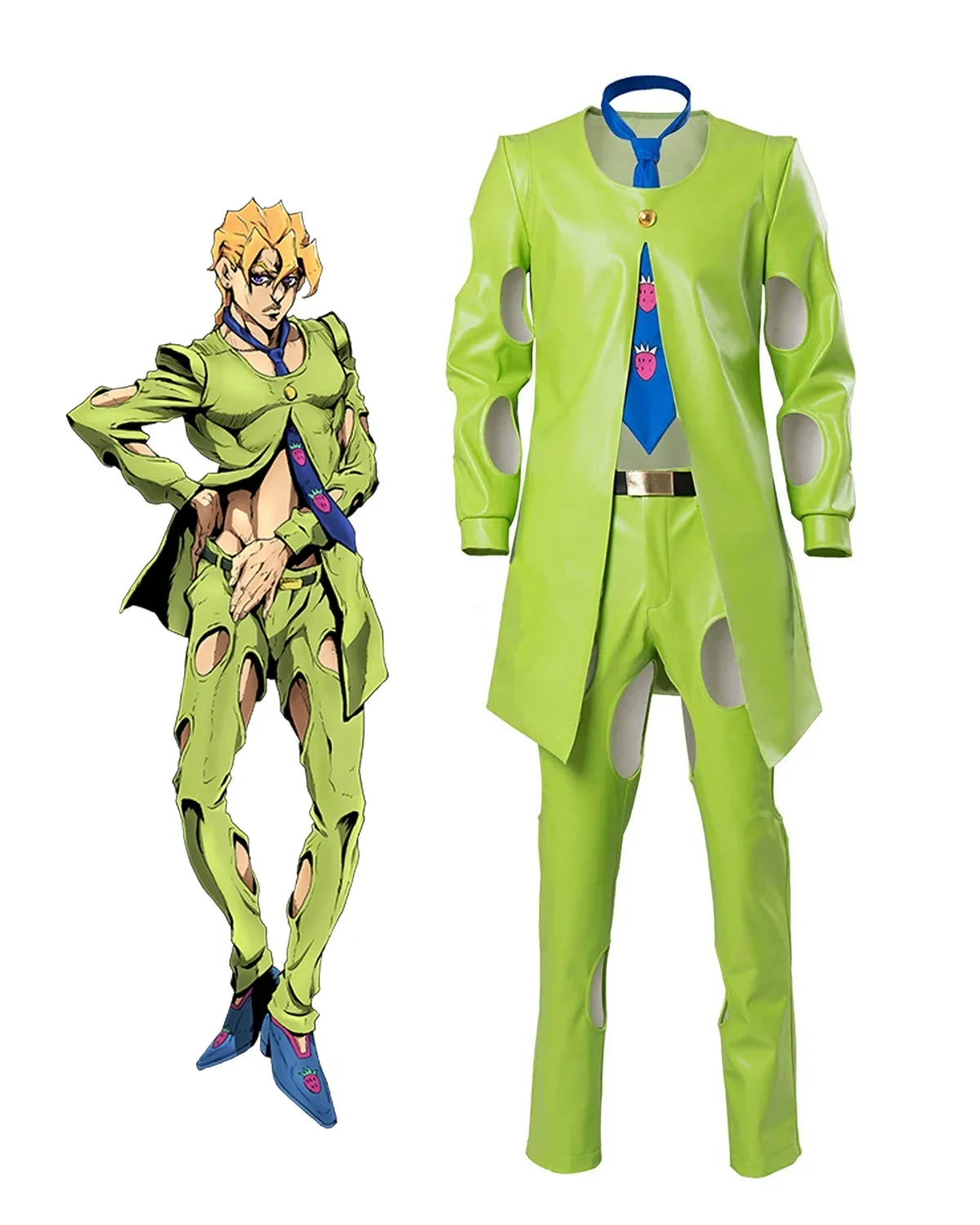 JoJo Bizarre Adventure Pannacotta Fugo disfraz Cosplay cuero verde tamaño personalizado