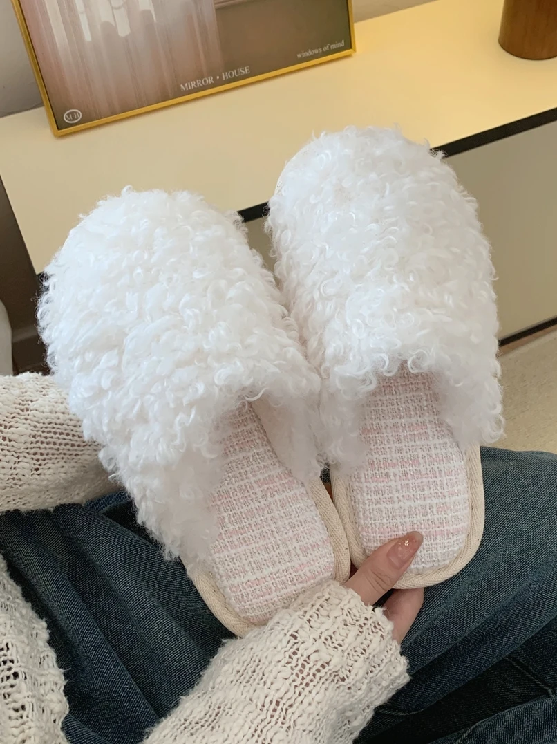 Versatile Plush Home Slipper Man Women 2023 Winter Warmth Indoor Anti-skid Cotton Slippers Household Slipper