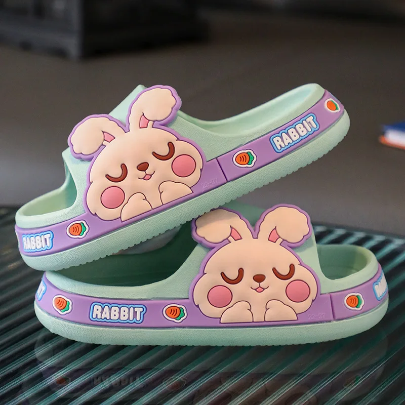 Children Thick Sole Anti-slip Suitable For Batnroom Bedroom Summer Home Slippers For Girls Indoor Cute Bunny Kids Footwear