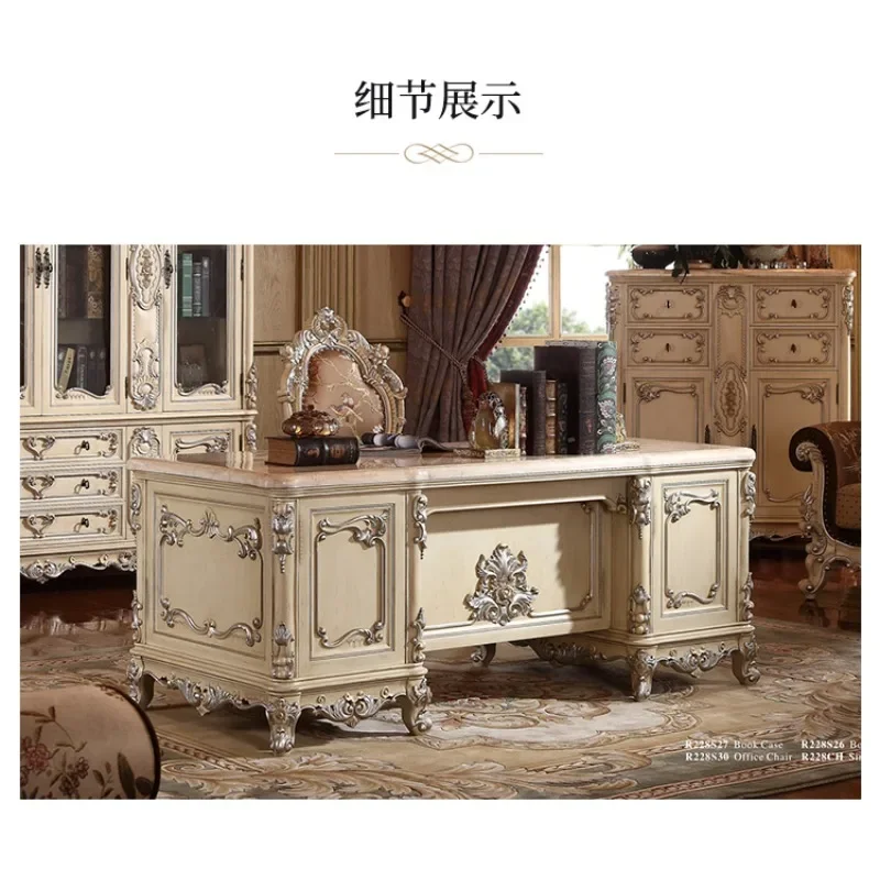 European Classical Classroom Desk with cabinet French Court Boss Conference Table Marble Boss Desk Computer  Desk for bedroom