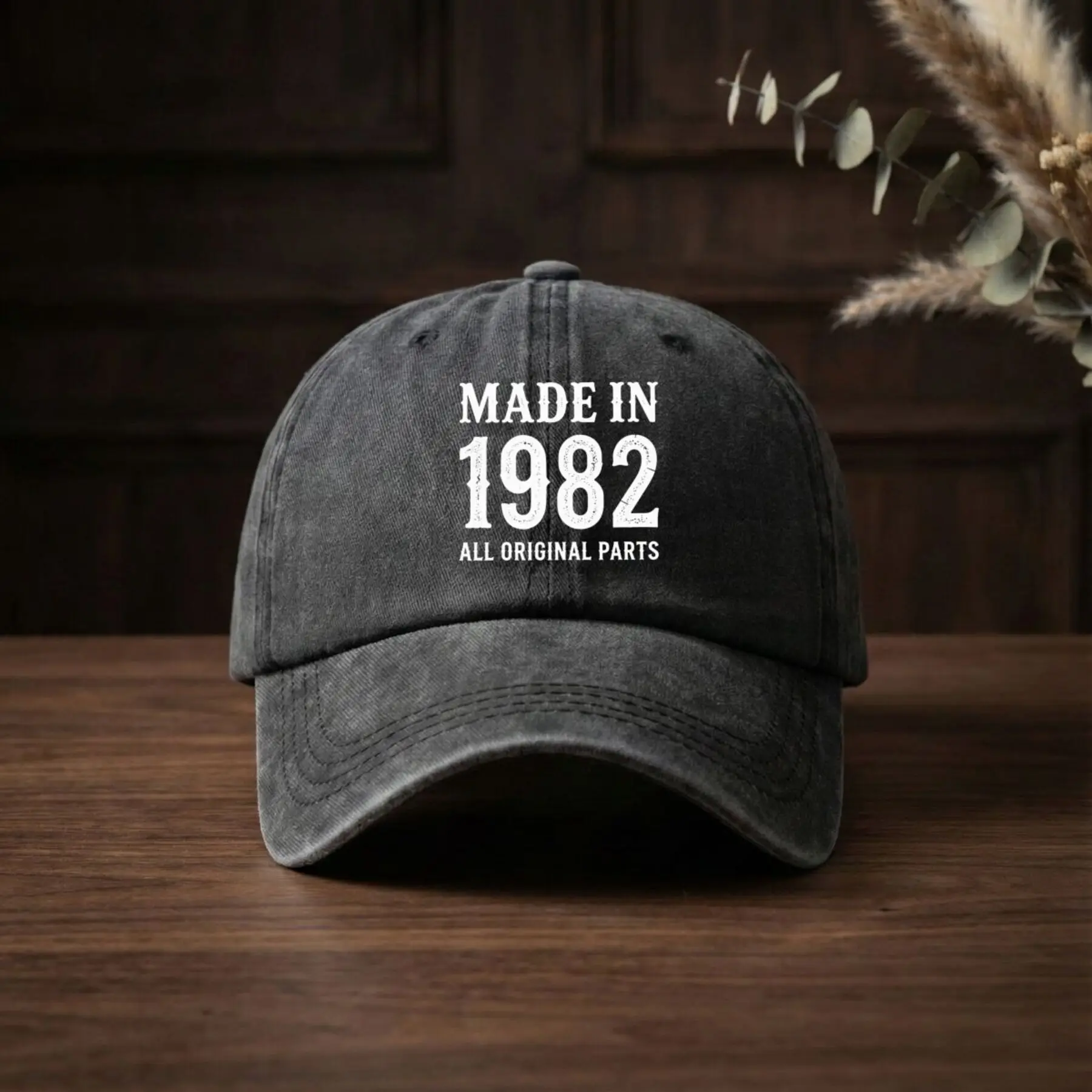 Men'S Outdoor Lightweight Breathable Sunshade Baseball Cap, Unisex Casual Style, Washed Cap with Grey Outline, Made in 1982 for