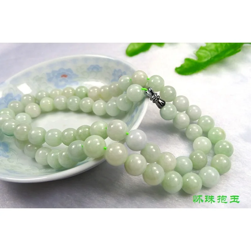 for Women Fake Jadeite round Beads Light Green Bead Necklace 8mm Jade Special Offer