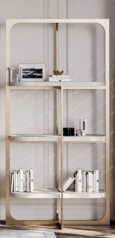 AA stainless steel bookshelf floor-to-ceiling multi-layer minimalist study shelf custom storage rack light luxury bookcase