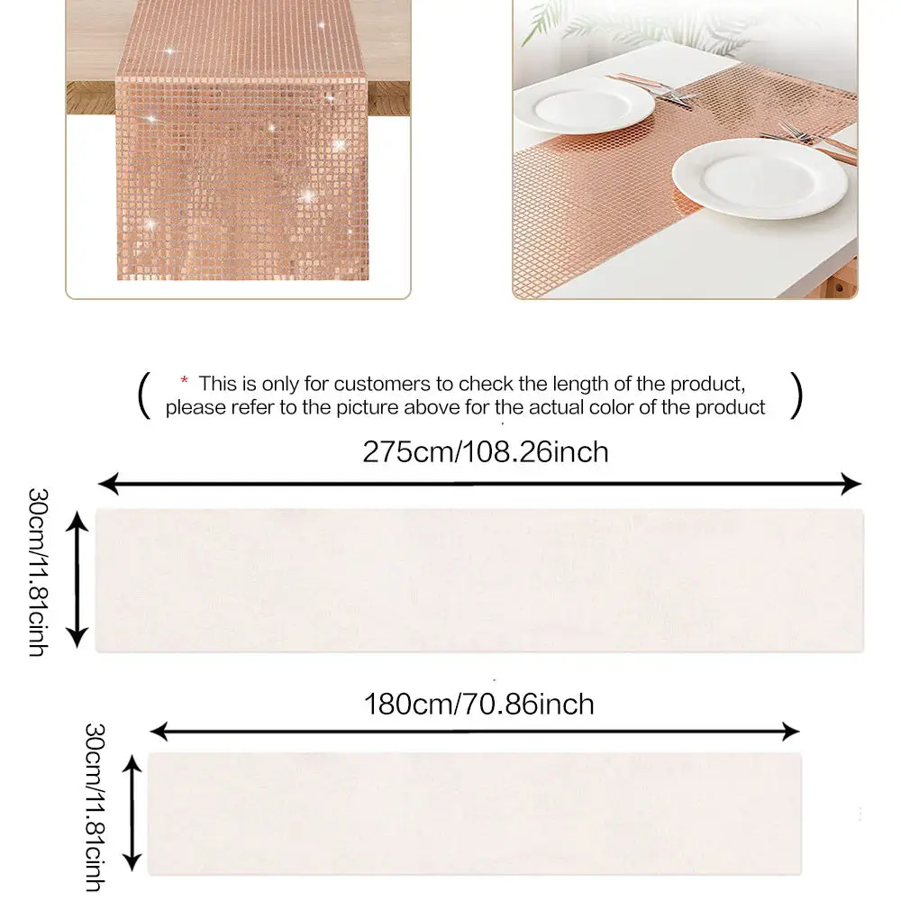 Glitter Sequin Disco Table Runner Mirror Gold/Silver Foil Metallic Dining Table Decoration For Wedding Party Birthday