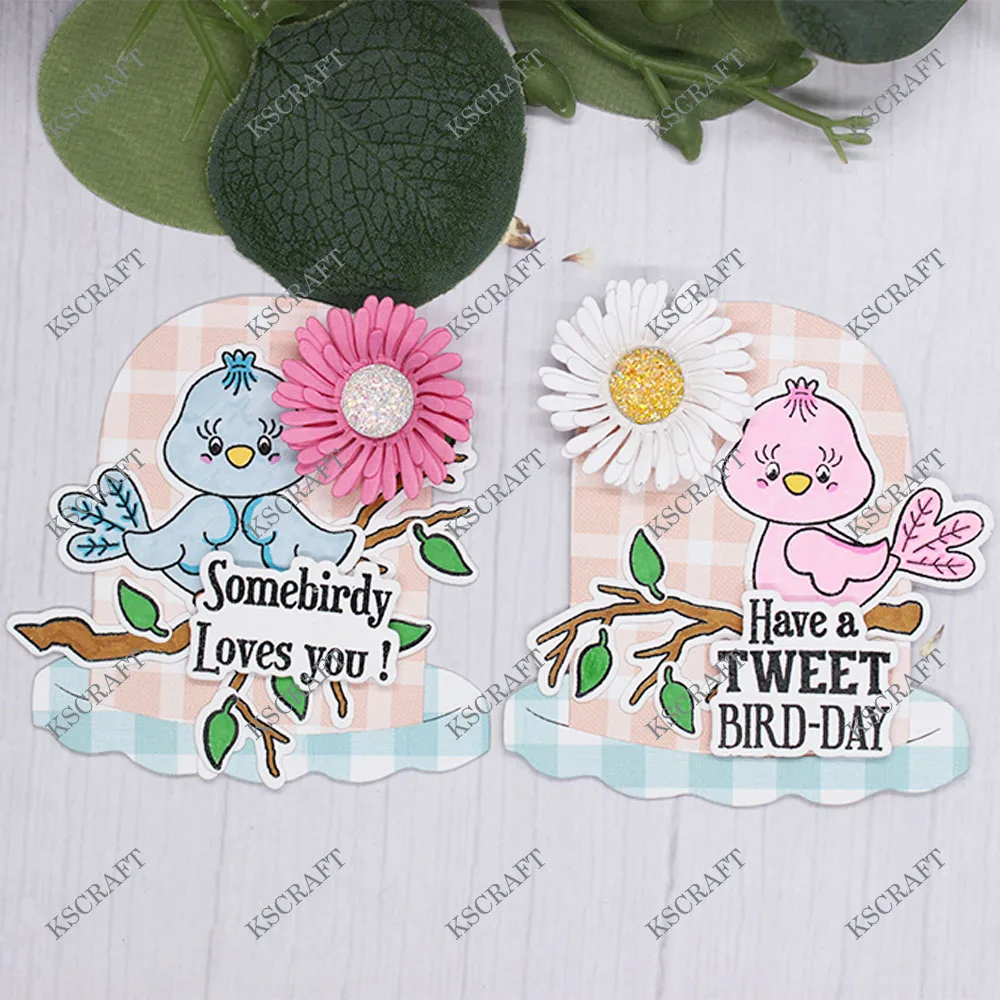 KSCRAFT Cute Birds Stamp and Metal Cutting Dies Stencils for DIY Scrapbooking Decorative Embossing DIY Paper Cards