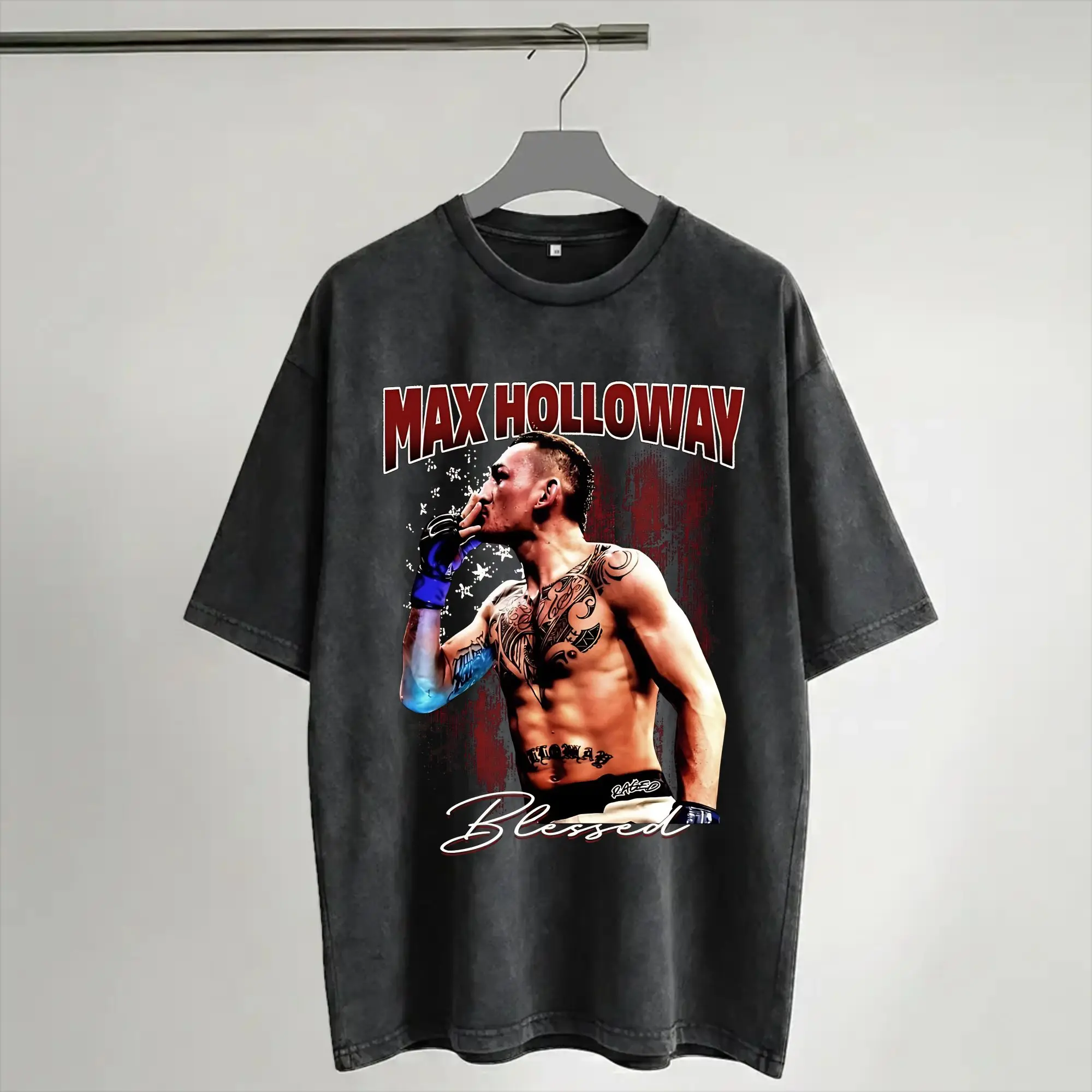 Maxs Blesseds Holloways Washed T Shirts Streetwear Hip Hop Vintage T-Shirt  Tees Tops for Men Women Short Sleeve High Street