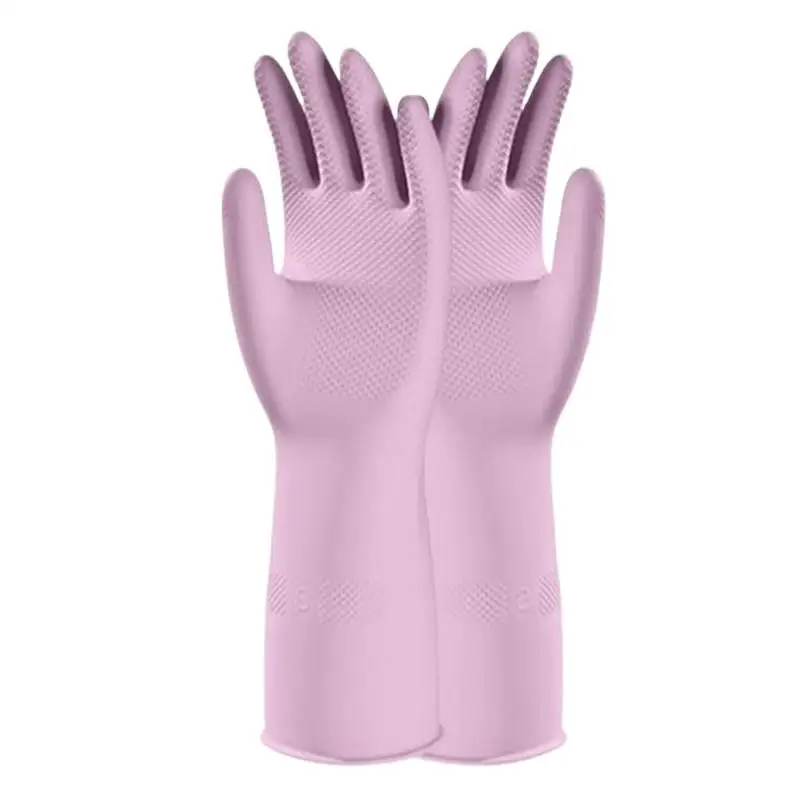 1 Paar Latex-Geschirrspülhandschuhe, mit rutschfestem Griff, wasserabweisender, wiederverwendbarer Gummihandschuh, für die Reinigung von Küche und Bad – Detail 12