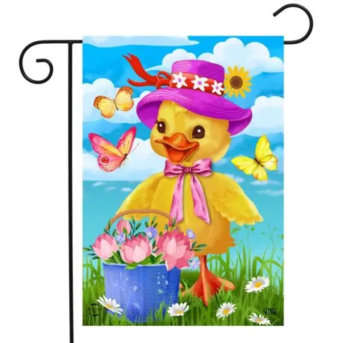 Spring Duckling Floral Garden Flag Butterflies Easter 12.5