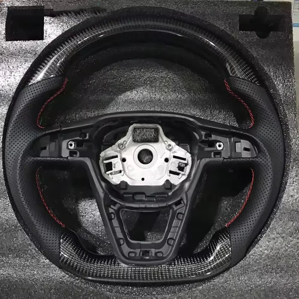 Real Carbon Fiber Steering Wheel For Seat Leon Cupra FR 5F MK3 2013-2020 Perforated Leather Wheel Modification Accessories