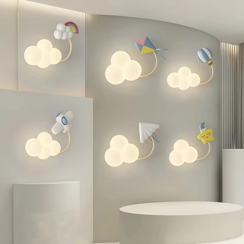 Modern Children's Room LED Wall Light For Bedroom Bedside Study Creative Personality Airplane Kite Star Home Decor Wall Lamp