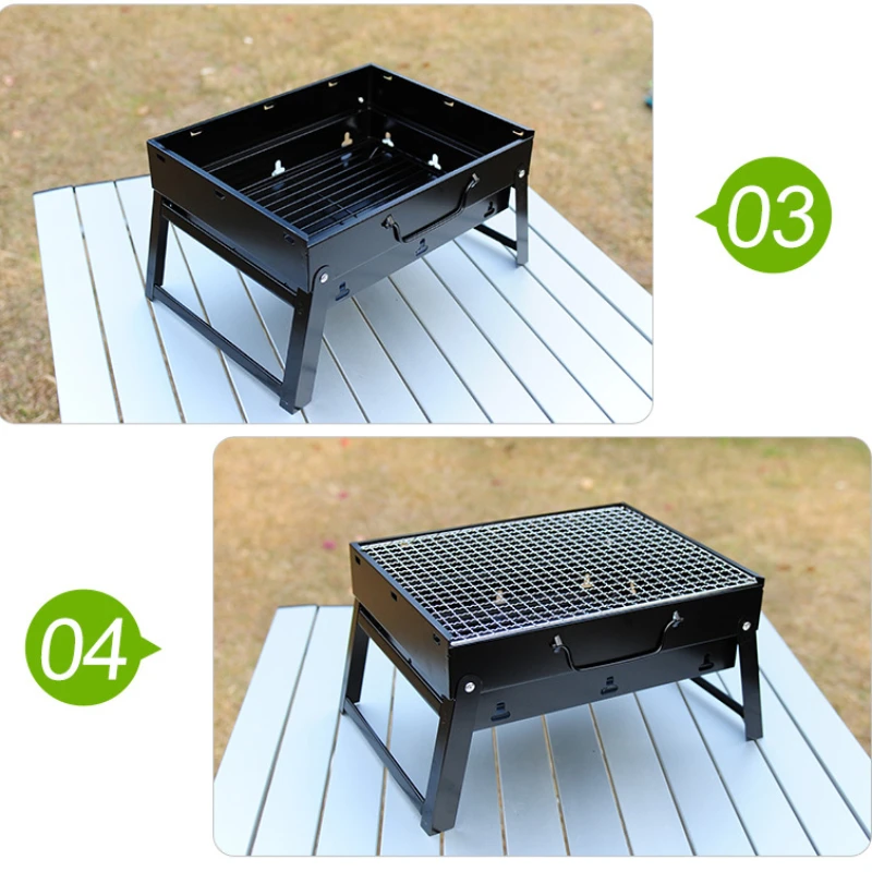 Imagem -05 - Camping Cookware Grupo Grill Stand Fogo Tamanho Grande Folding Brazier Table Equipamento de Camping Aço Inoxidável