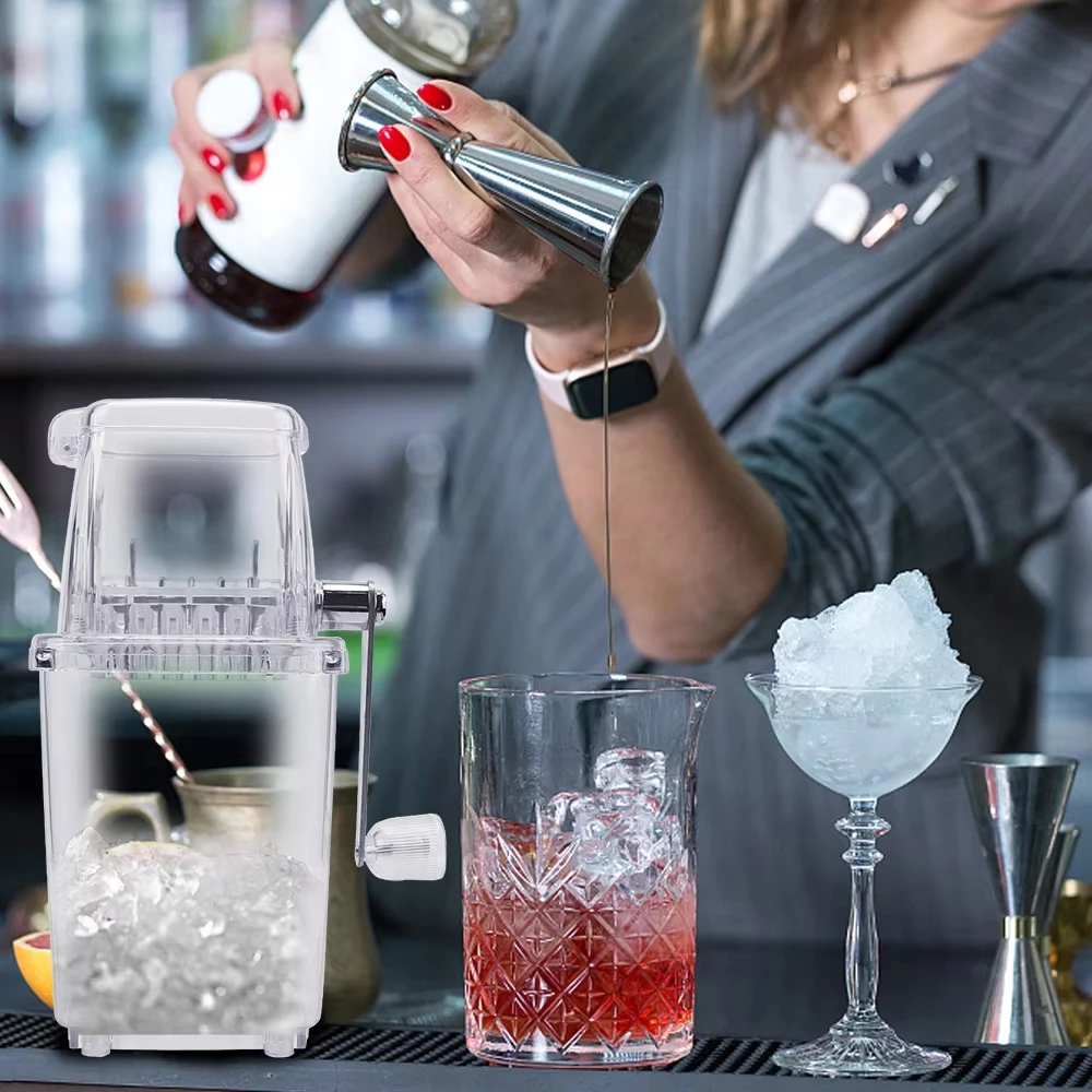 Manual Hand-Cranked Ice Crusher Portable Shaved Ice Machine for Slushies Cocktails Smoothies Frozen Drinks Kitchen Gadget Bar