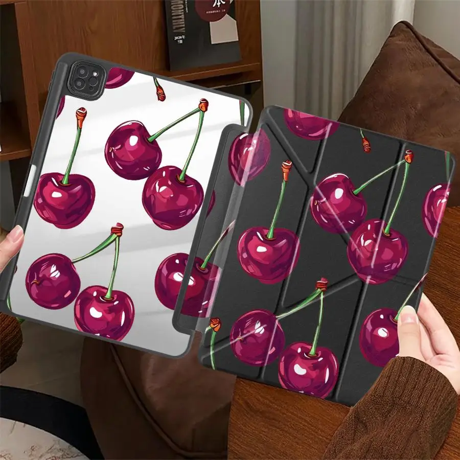 

Чехол для планшета с мультяшным рисунком в виде вишни для iPad Pro 11-го, 10-го, 9-го, 8-го, 7-го поколений, 12.9 дюймов, 2025 Air 4, 5, M3, M2, 1, 2, M4, 11 дюймов, Mini 6, 7
