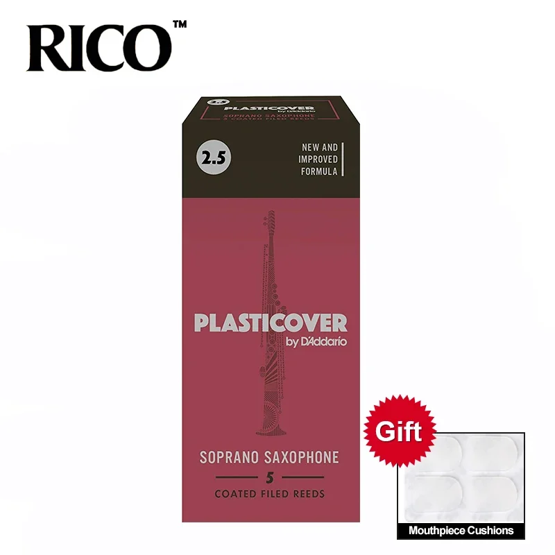 RICO Plasticover Soprano Sax Reeds, Strength 2.5#, 3.0#, 5-pack Box of 5