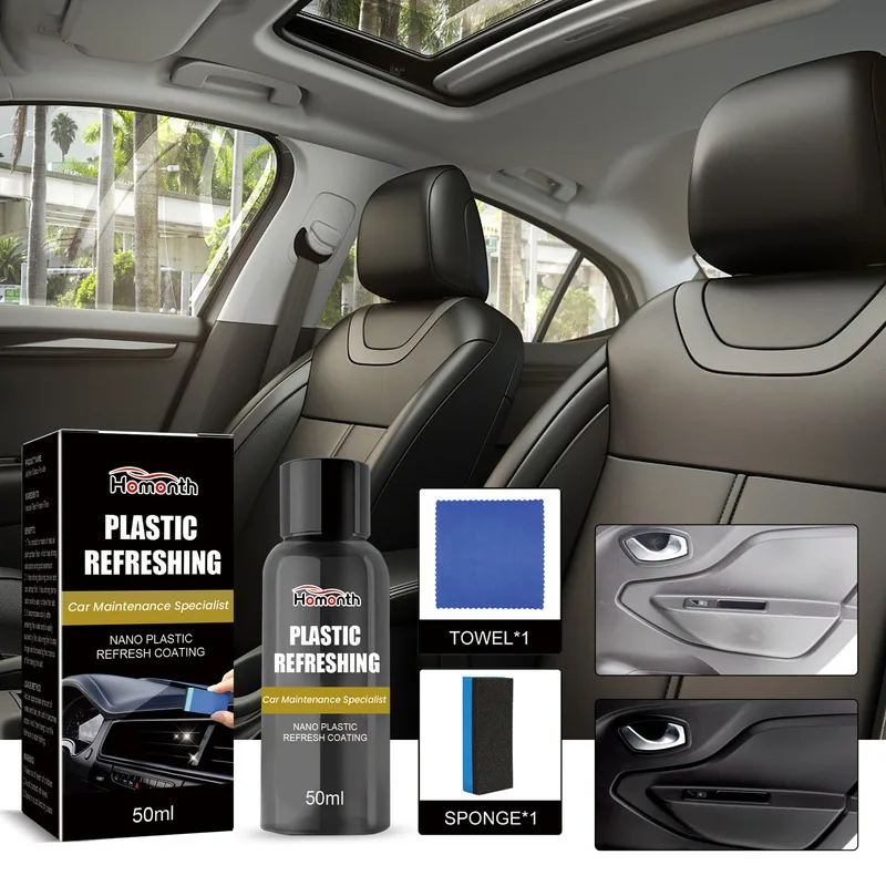 Preparat do renowacji nano-plastików, czyszczenia wnętrza samochodu, foteli, deski rozdzielczej, usuwania plam, pielęgnacji, polerowania, przywracający blask, pielęgnacja plastików samochodowych.