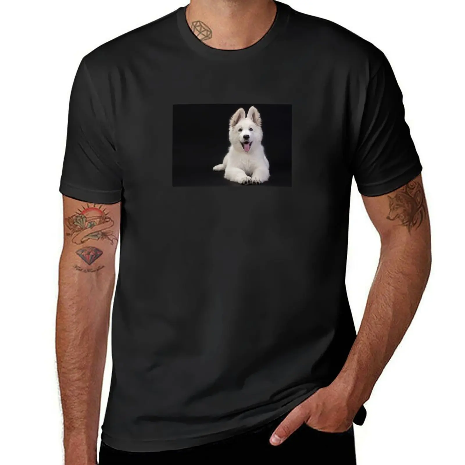 White Swiss Shepherd Dog or a White German Shepherd Puppy T-Shirt quick-drying new edition black t-shirts for men