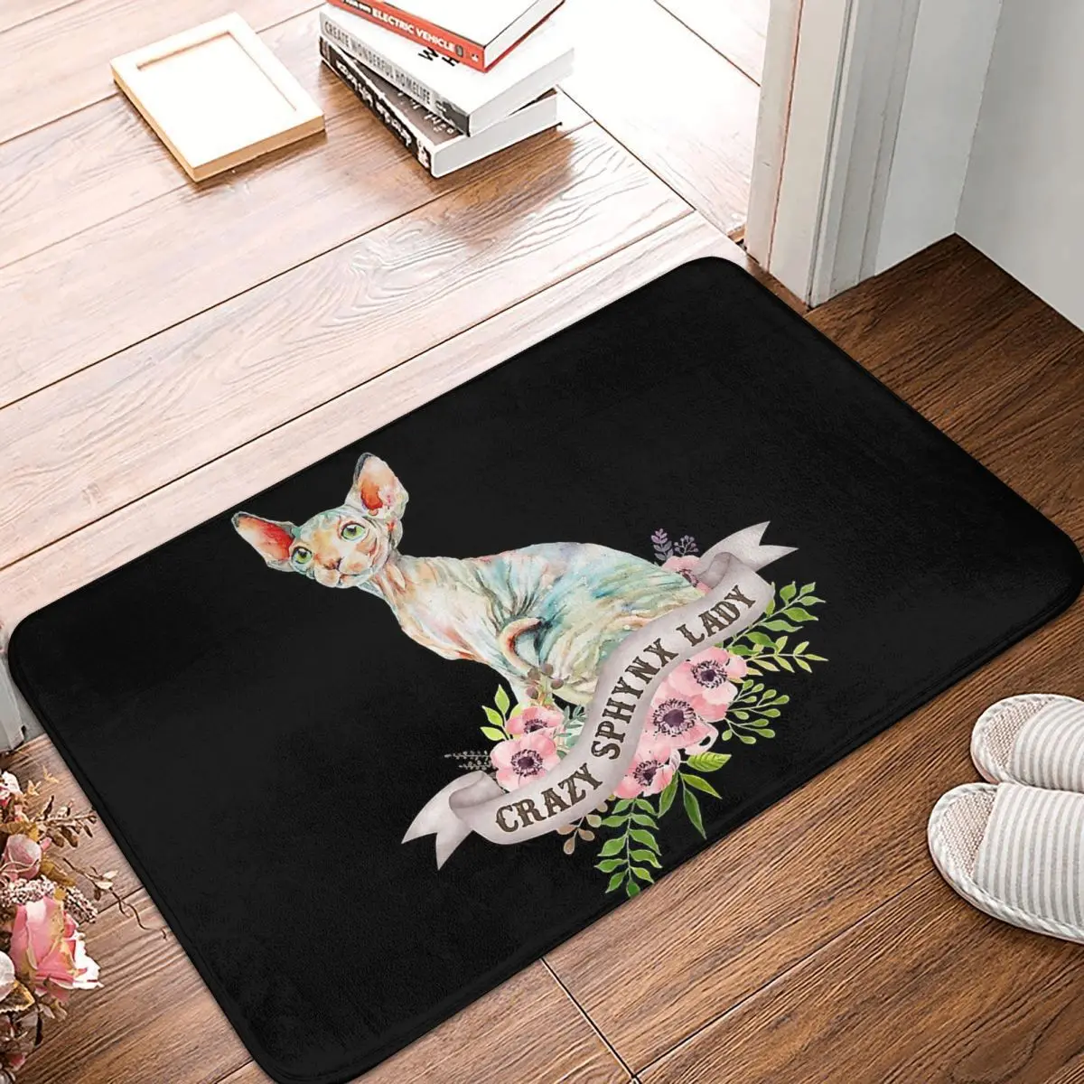 Sphynx Hairless Cat Anti-Slip Doormat Living Room Mat Crazy Sphynx Lady Floor Carpet Entrance Door Rug Bedroom Decorative